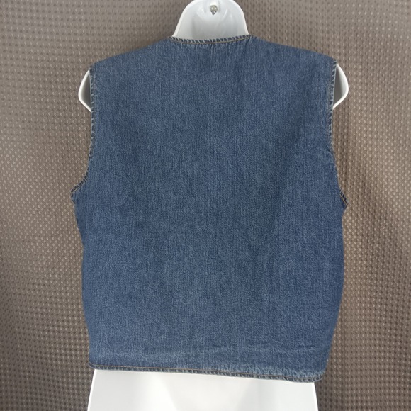 Vintage Wrangler Western Denim Vest Womens Large Blue Button Front - Picture 8 of 13